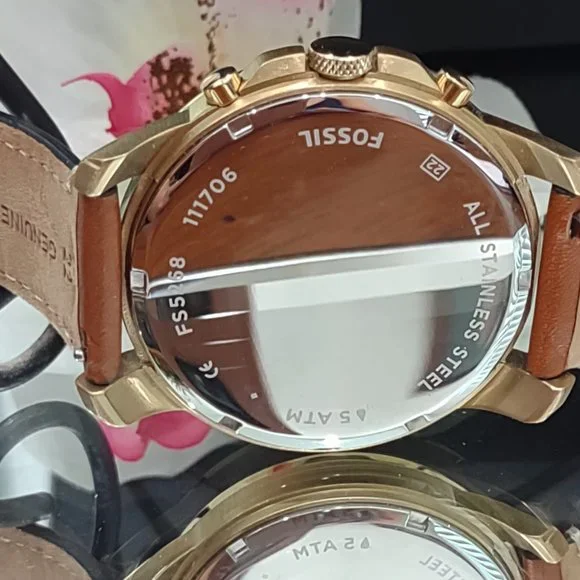 🌼Fossil Grant Sport Chronograph Luggage Leather Watch
